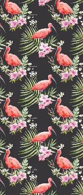 Estores de rolo em tecido Flamingos em plantas