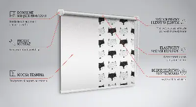 Estores de rolo interiores Cabeças de raposa desenhadas