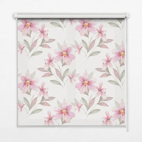 Estores de rolo interiores para janela Flores cor-de-rosa