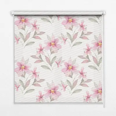 Estores de rolo interiores para janela Flores cor-de-rosa