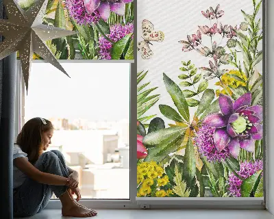 Estores de rolo para porta de varanda Flores