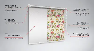 Estores de rolo interiores para janela Pássaros em flores