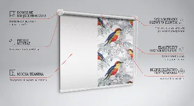 Estores de rolo em tecido Pássaro colorido
