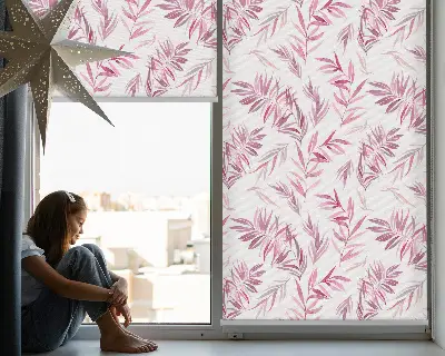 Estores de rolo interiores para janela Folhas rosadas