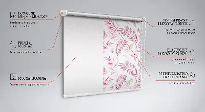Estores de rolo interiores para janela Folhas rosadas