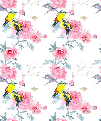 Estores de rolo interiores Pássaros em flores