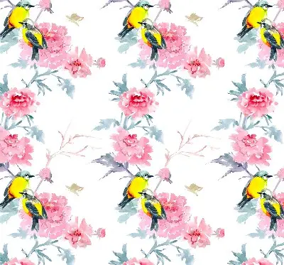 Estores de rolo interiores Pássaros em flores