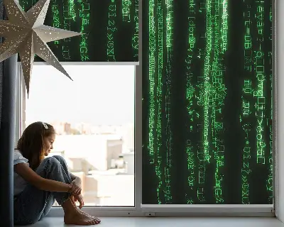 Estores de rolo interiores para janela Cifras verdes