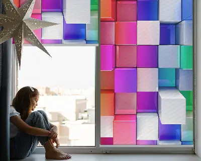 Estores de rolo interiores Cubos 3D coloridos