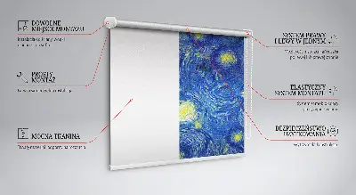 Estores de rolo interiores para janela Quadro azul pintado