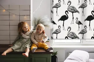 Estores de rolo para porta de varanda flamingos pretos