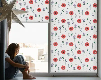 Estores de rolo interiores para janela Flores de papoula
