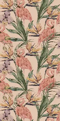 Estores de rolo interiores para janela Flamingos e flores