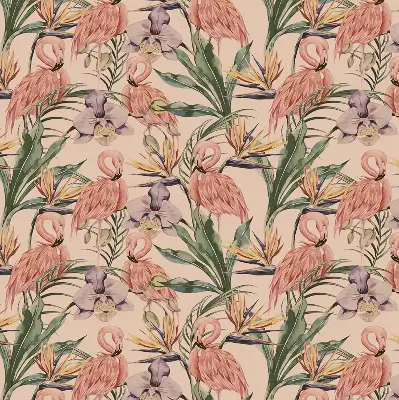Estores de rolo interiores para janela Flamingos e flores