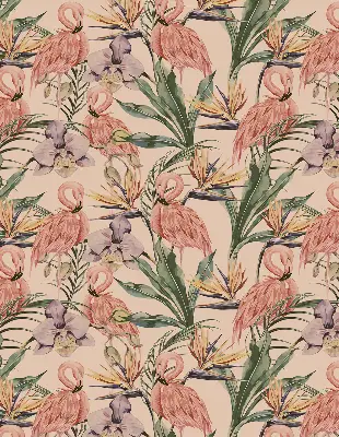 Estores de rolo interiores para janela Flamingos e flores
