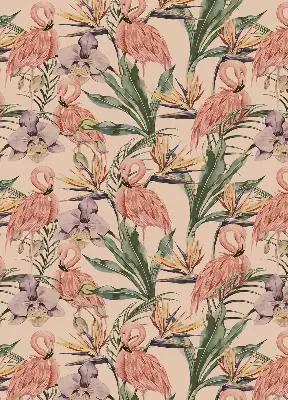 Estores de rolo interiores para janela Flamingos e flores
