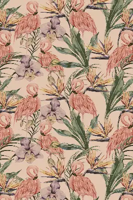 Estores de rolo interiores para janela Flamingos e flores