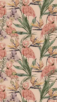 Estores de rolo interiores para janela Flamingos e flores