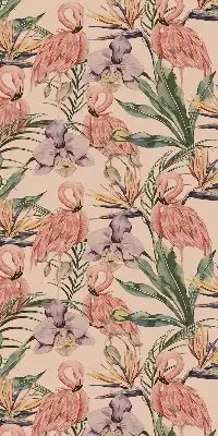Estores de rolo interiores para janela Flamingos e flores
