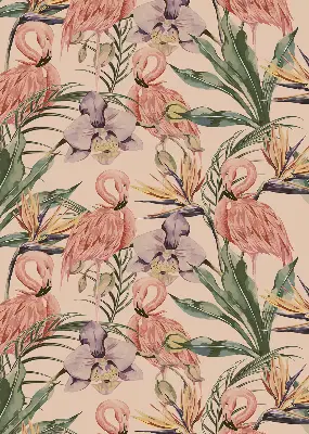 Estores de rolo interiores para janela Flamingos e flores