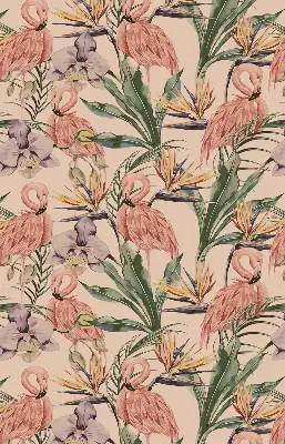 Estores de rolo interiores para janela Flamingos e flores