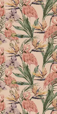 Estores de rolo interiores para janela Flamingos e flores