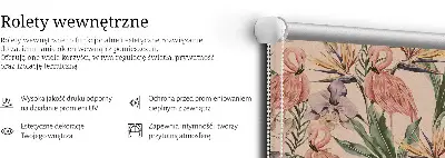 Estores de rolo interiores para janela Flamingos e flores