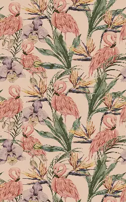 Estores de rolo interiores para janela Flamingos e flores