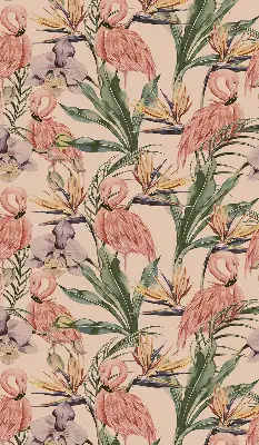 Estores de rolo interiores para janela Flamingos e flores