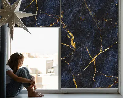 Estores de rolo interiores para janela mármore azul marinho