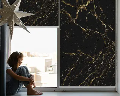 Estores de rolo em tecido mármore preto