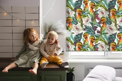 Estores de rolo interiores para janela Pássaros e flores