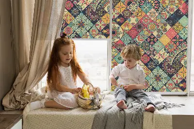 Estores de rolo interiores para janela Azulejos coloridos