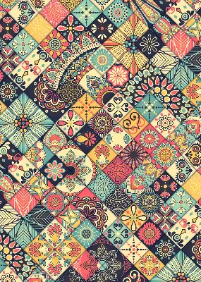 Estores de rolo interiores para janela Azulejos coloridos