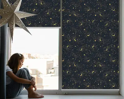 Estores de rolo interiores Lua e estrelas