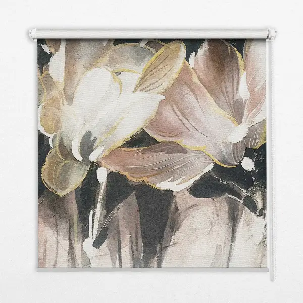 Estores de rolo interiores para janela flores pintadas