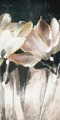 Estores de rolo interiores para janela flores pintadas