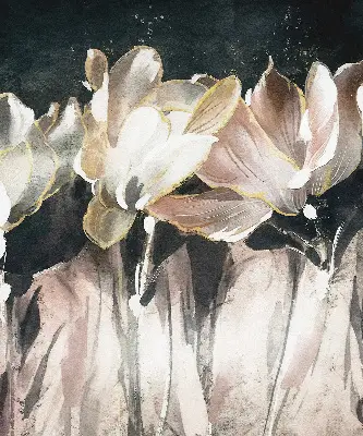 Estores de rolo interiores para janela flores pintadas