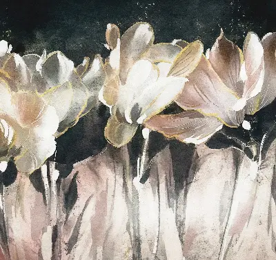 Estores de rolo interiores para janela flores pintadas
