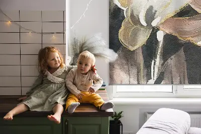 Estores de rolo interiores para janela flores pintadas