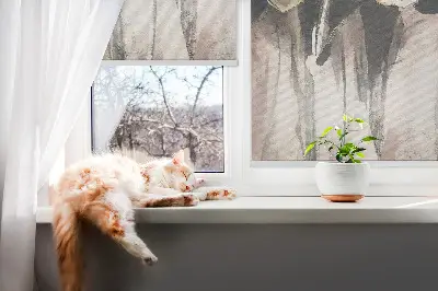 Estores de rolo interiores para janela flores pintadas