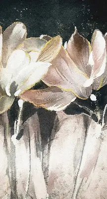 Estores de rolo interiores para janela flores pintadas