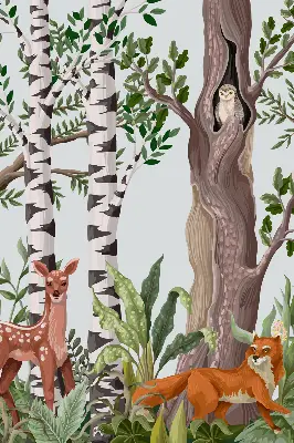 Estores de rolo interiores Animais da floresta