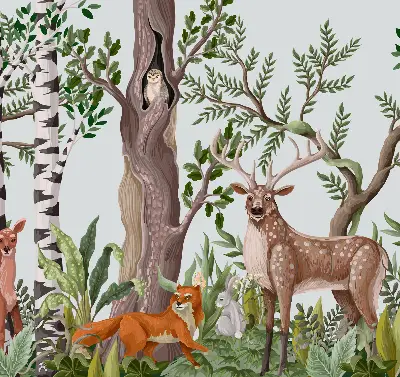 Estores de rolo interiores Animais da floresta