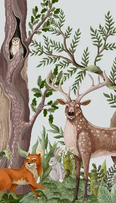 Estores de rolo interiores Animais da floresta