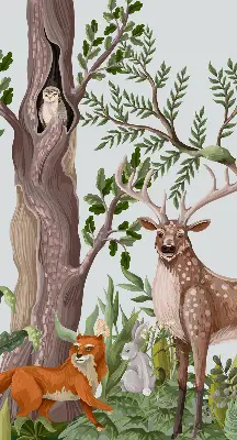 Estores de rolo interiores Animais da floresta