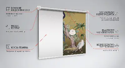 Estores de rolo para porta de varanda Pavão em uma árvore