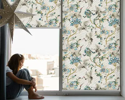 Estores de rolo interiores para janela Flores e pássaros