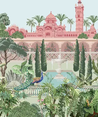 Estores de rolo interiores para janela Palácio com jardim