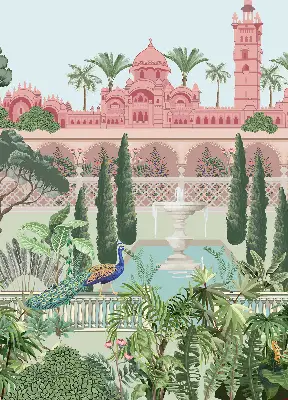Estores de rolo interiores para janela Palácio com jardim